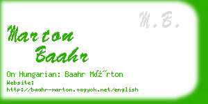 marton baahr business card